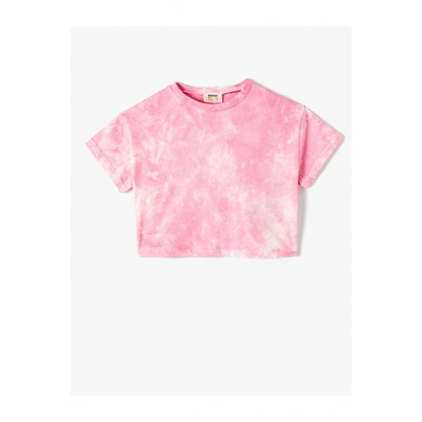 Koton Crop Tişört Batik Desenli Kısa Kollu Pamuklu