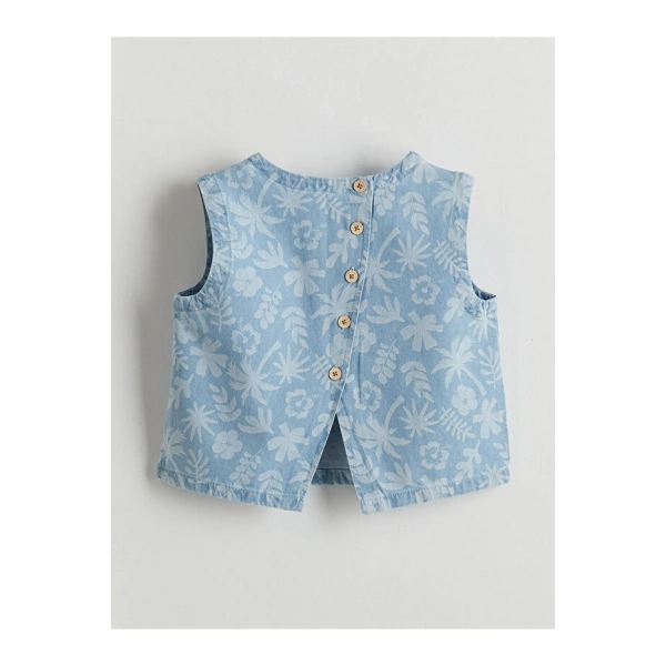 LC Waikiki Çiçekli Kız Çocuk Crop Jean Bluz