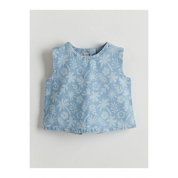 LC Waikiki Çiçekli Kız Çocuk Crop Jean Bluz