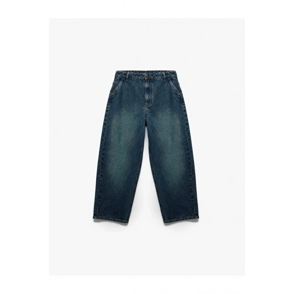 Koton Pamuklu Geniş Paça Denim Pantolon - Loose Fit Jean