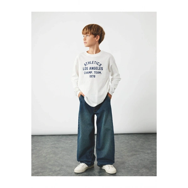 Koton Pamuklu Geniş Paça Denim Pantolon - Loose Fit Jean