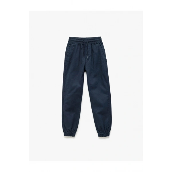 Koton Pamuklu Gabardin Jogger Lacivert Erkek Çocuk Pantolon