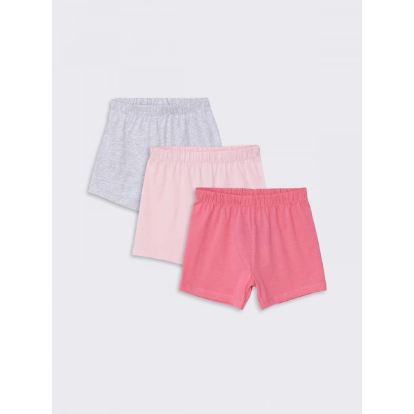 LC Waikiki baby Pembe Beli Lastikli Basic Kız Bebek Şort 3lü
