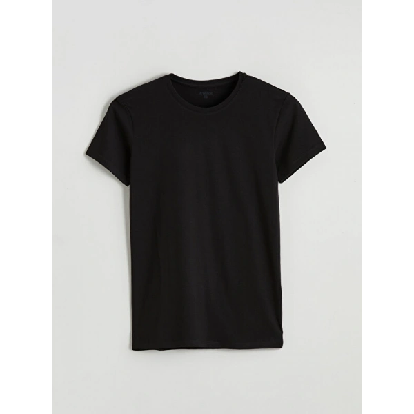 LC Waikiki Siyah Süper Slim Fit Esnek Kumaş Tişört