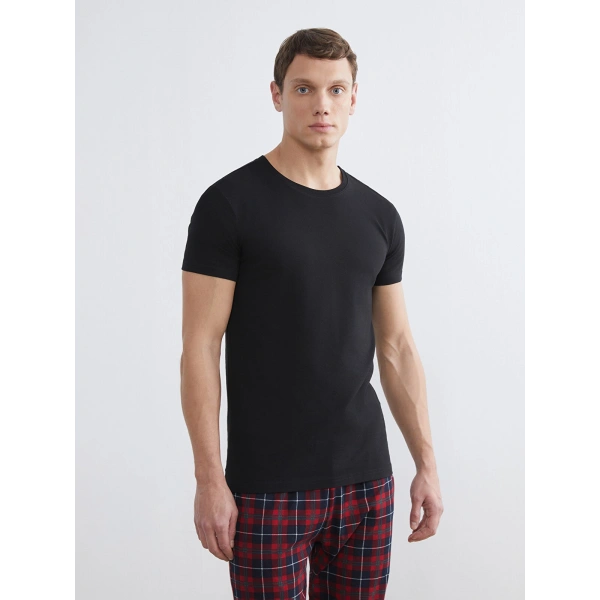 LC Waikiki Siyah Süper Slim Fit Esnek Kumaş Tişört