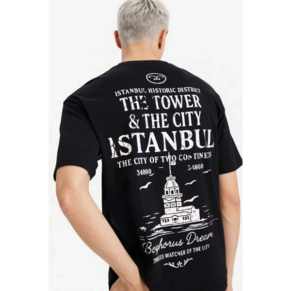 Defacto %100 Pamuk Boxy Fit Baskılı Tişört