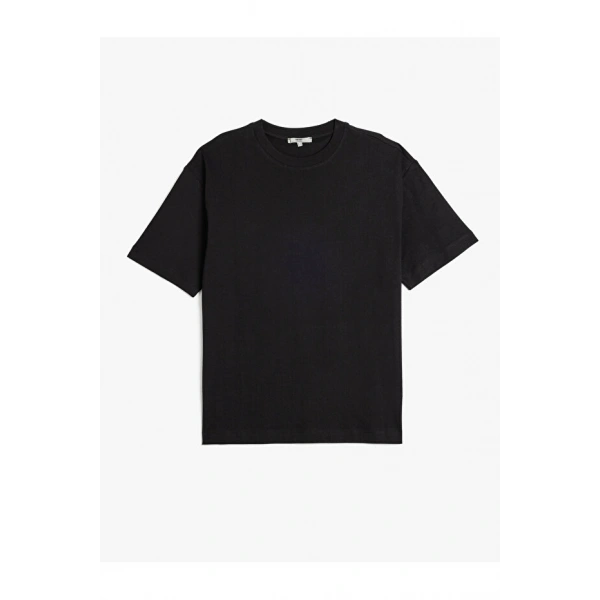 Koton Kısa Kollu Pamuklu Bisiklet Yaka Basic Oversize Tişört