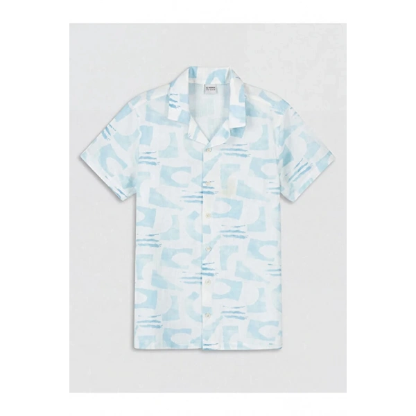 LC Waikiki Mavi Desenli Poplin Erkek Çocuk Gömlek
