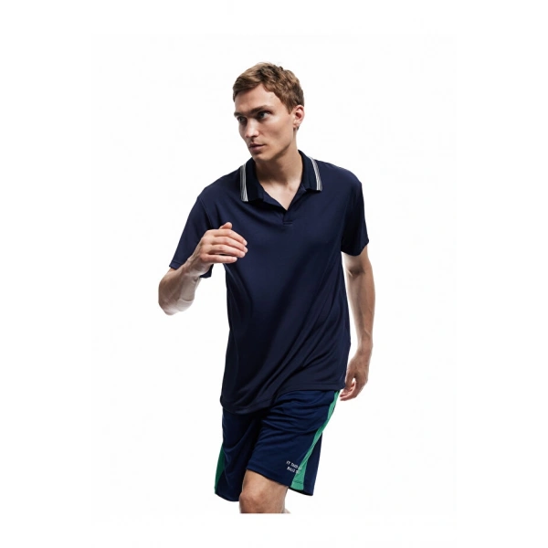 Koton Kısa Kollu Çizgi Detaylı Oversize Polo Yaka Spor Tişört