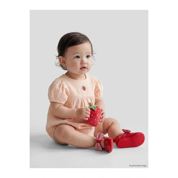 LC Waikiki Pembe Nakışlı Kız Bebek Müslin Çıtçıtlı Body