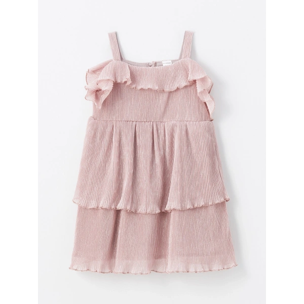 LC Waikiki Pembe Kare Yaka Askılı Kız Bebek Elbise