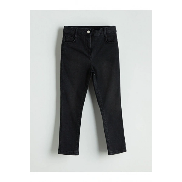 LC Waikiki Siyah Beli Lastikli Kız Çocuk Skınny Jean Pantolon