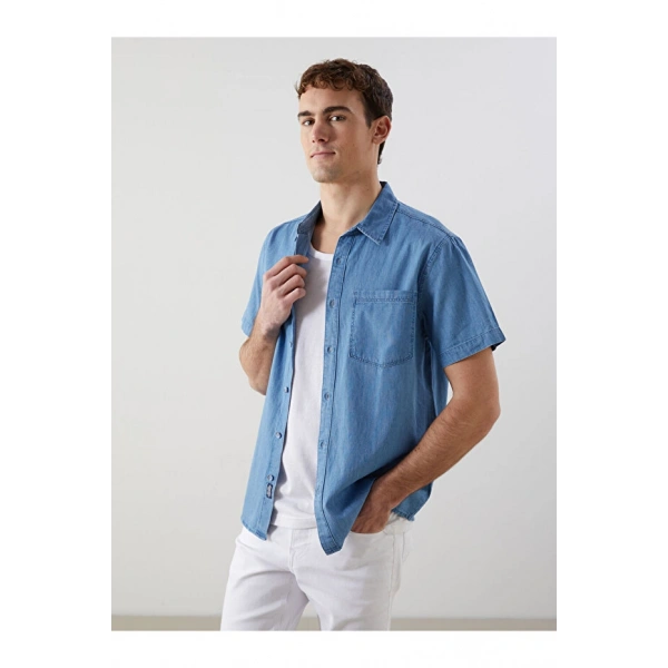 LC Waikiki Jeans Regular Fit Kısa Kollu Erkek Jean Gömlek