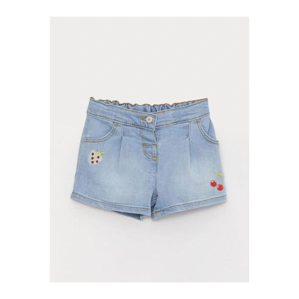 LC Waikiki Nakışlı Kız Bebek Jean Şort