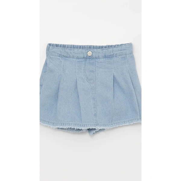 LC Waikiki Beli Lastikli Kız Bebek Jean Şort Etek