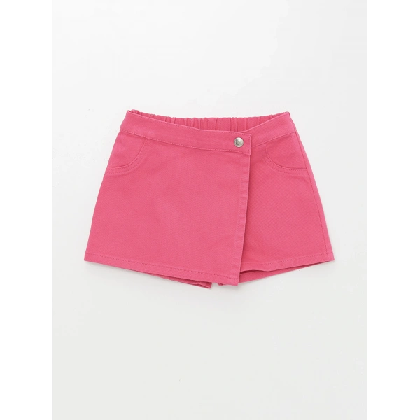 LC Waikiki Pembe Beli Lastikli Kız Bebek Şort Etek
