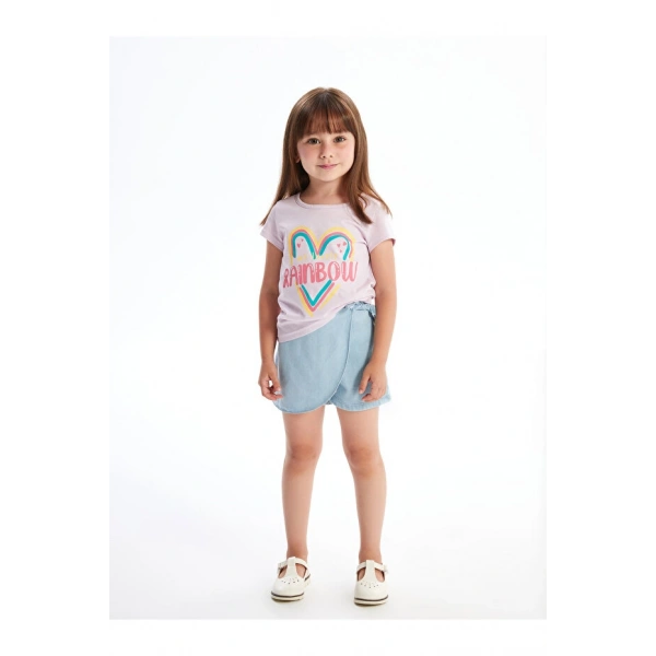 LC Waikiki Beli Lastikli Kız Bebek Jean Şort Etek