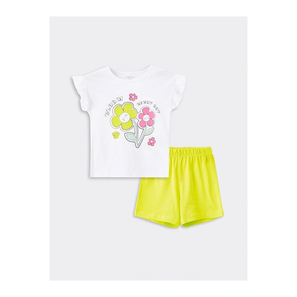 LC Waikiki Bisiklet Yaka Kız Bebek Şortlu Pijama Takımı