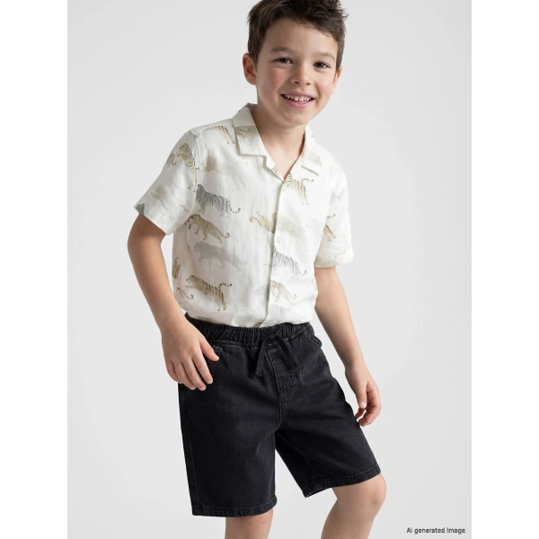 LC Waikiki Ekru Erkek Çocuk Kısa Kollu Poplin Gömlek