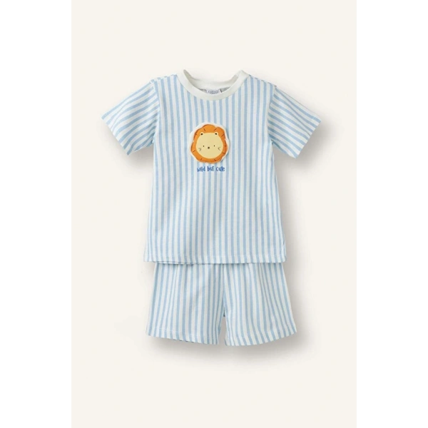 Defacto %100 Pamuk Çizgili 2li Pijama Takımı Erkek Bebek