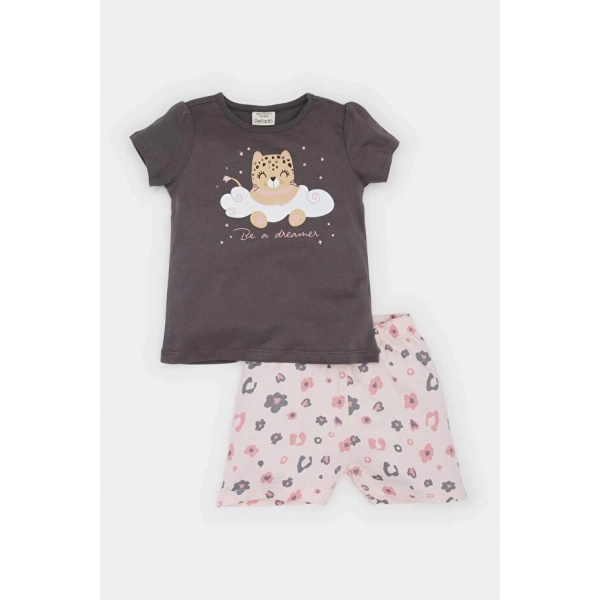 Defacto %100 Pamuklu Desenli Pijama Takımı Kız Bebek