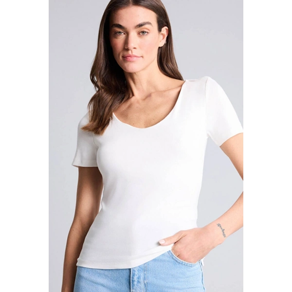 Defacto Slim Fit Basic Modal Tişört