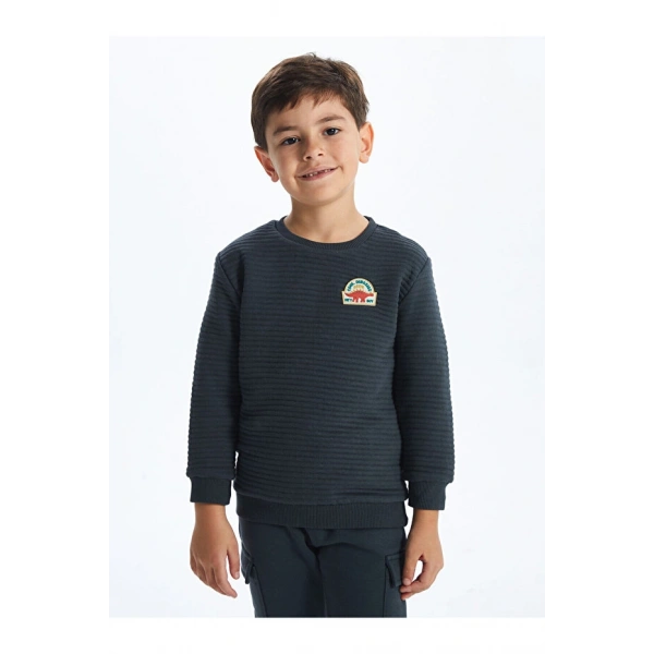 LC Waikiki Bisiklet Yaka Baskılı Erkek Bebek Sweatshirt