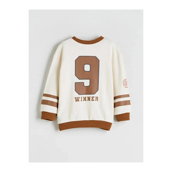 LC Waikiki Bisiklet Yaka Baskılı Erkek Çocuk Sweatshirt