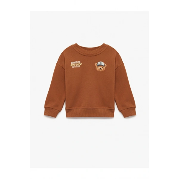 Koton Uzun Kollu Bisiklet Yaka Ayıcık Baskılı Sweatshirt