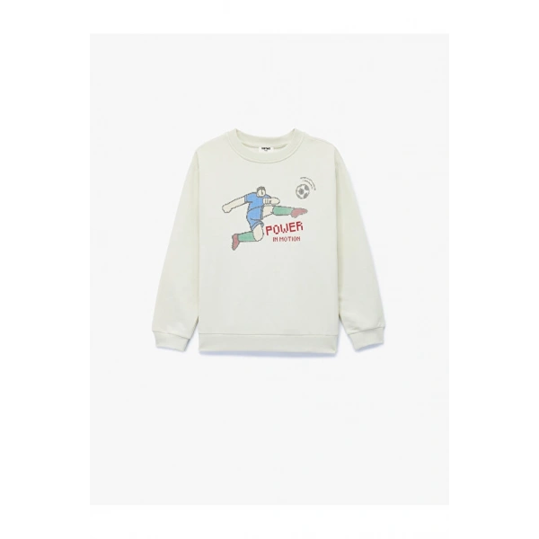 Koton Baskılı Uzun Kollu Bisiklet Yaka Pamuklu Şardonlu Sweatshirt