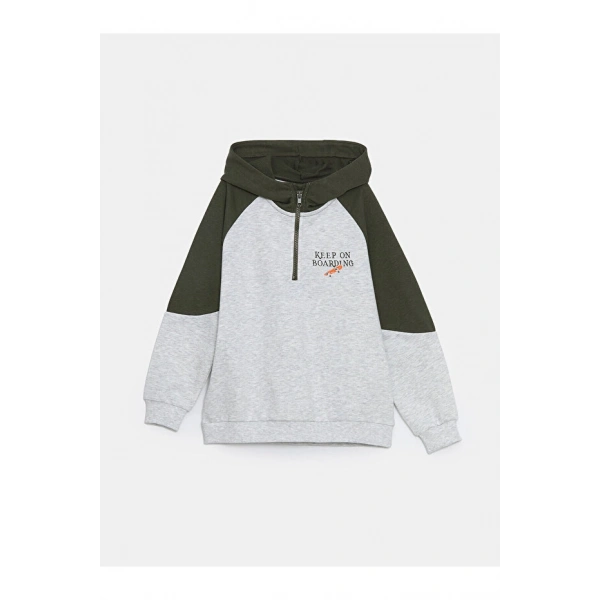 LC Waikiki Bej Kapüşonlu Erkek Çocuk Sweatshirt