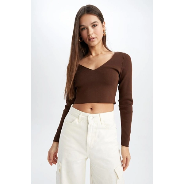Defacto Slim Fit V Yaka Kazak