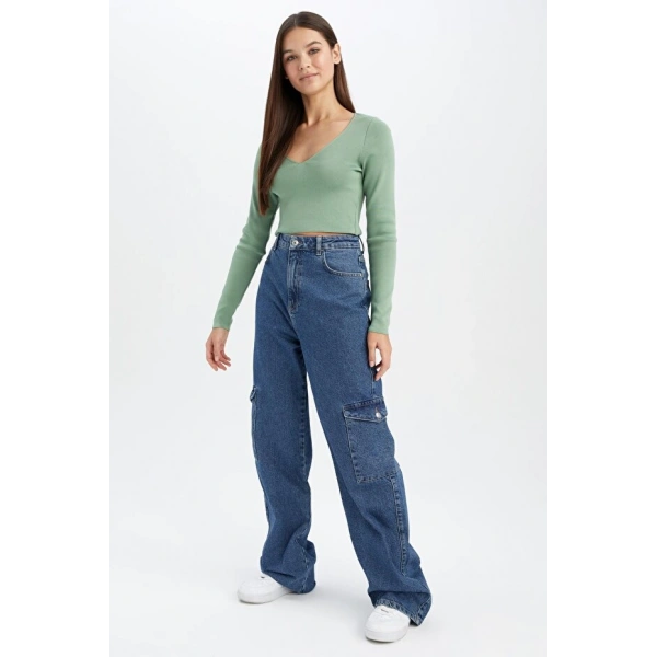 Defacto Slim Fit V Yaka Kazak