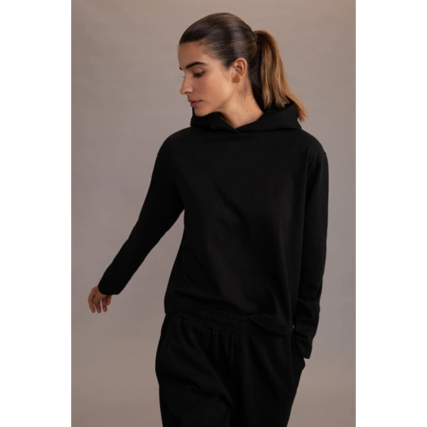 Defacto Fit Standart Fit Kapüşonlu Ağır Kumaş Sweatshirt