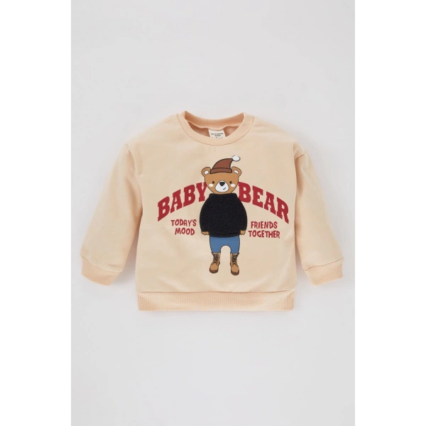 DEFACTO Erkek Bebek Baskılı Bisiklet Yaka Içi Yumuşak Tüylü Sweatshirt