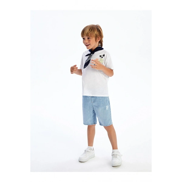 LC Waikiki Indigo Beli Ayarlanabilir Erkek Çocuk Jean Şort