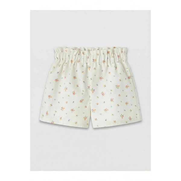 LC Waikiki Kız Bebek Çiçek Desenli Gabardin Şort