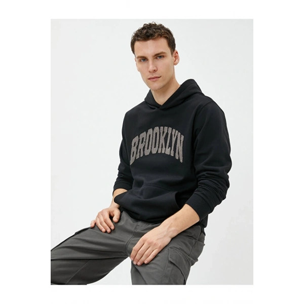 Koton Sweatshirt Kapşonlu Baskılı Kanguru Cep Detaylı Şardonlu