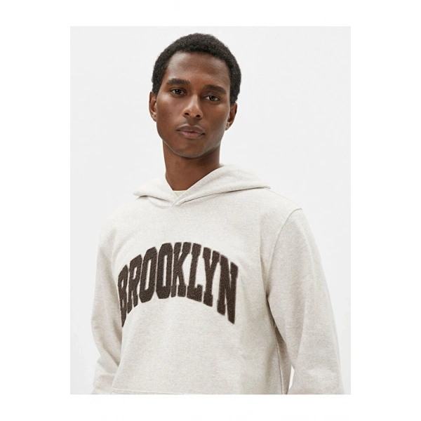 Koton Sweatshirt Kapşonlu Baskılı Kanguru Cep Detaylı Şardonlu