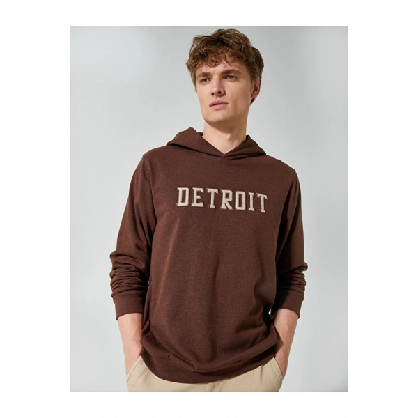 Koton Oversize Hoodie Kolej İşlemeli Uzun Kollu
