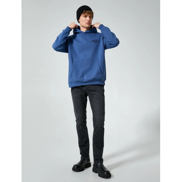 KOTON Kolej Sweatshirt Kapşonlu Baskılı Kanguru Cep Detaylı Şardonlu