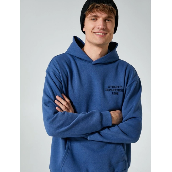 KOTON Kolej Sweatshirt Kapşonlu Baskılı Kanguru Cep Detaylı Şardonlu