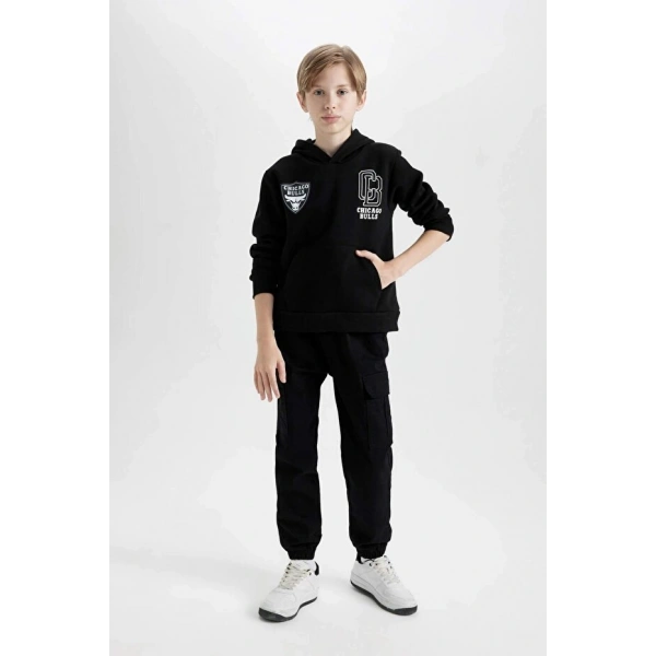 Defacto Oversize Kapüşonlu Sırt Baskılı Sweatshirt Erkek Çocuk
