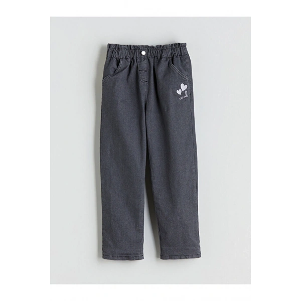 LC Waikiki Beli Nakışlı Kalp Nakışlı Kız Çocuk Jean Pantolon