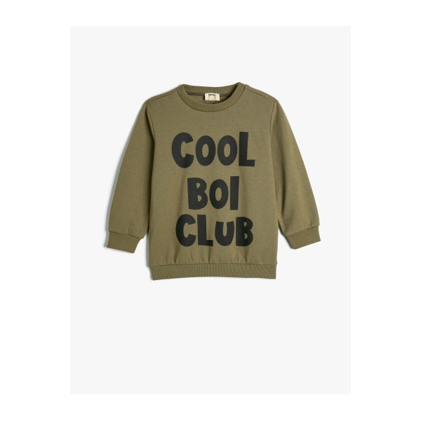 KOTON Sweatshirt Uzun Kollu Bisiklet Yaka Slogan Baskılı Şardonlu