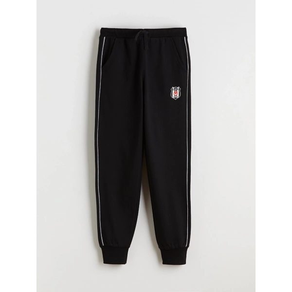 LC Waikiki Siyah Baskılı Erkek Çocuk Jogger Eşofman Altı