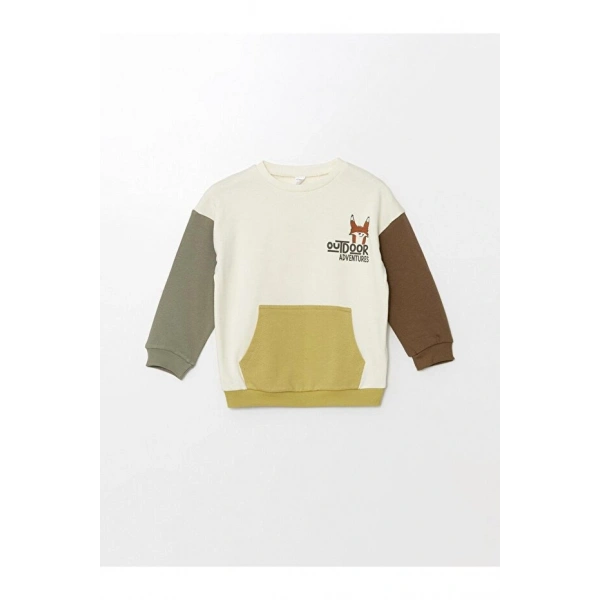 LC Waikiki Bisiklet Yaka Uzun Kollu Baskılı Erkek Çocuk Sweatshirt