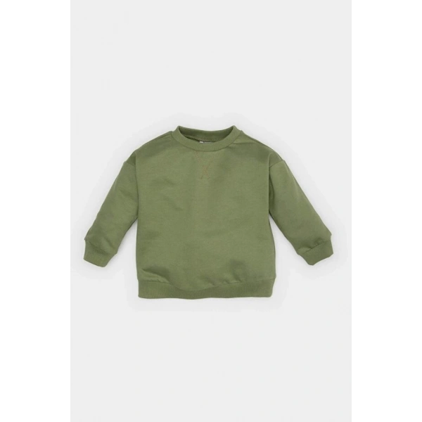 Defacto Bisiklet Yaka Basic Düz Sweatshirt Erkek Bebek