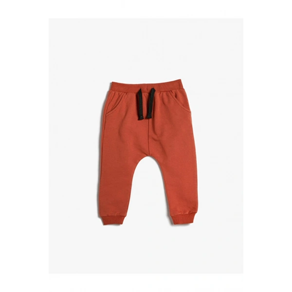 Koton Basic Jogger Eşofman Altı Şardonlu Beli Bağlamalı Cepli Pamuklu