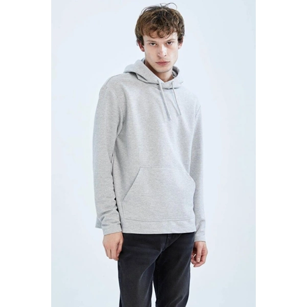 Defacto Regular Fit Kapüşonlu Kanguru Cepli Sweatshirt